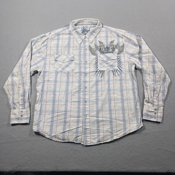 Machine Shirt Mens Size XXL Snap Button Graphic Plaid Western Cowboy‎ - Picture 2 of 9